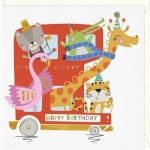 Animal Bus Childrens Birthday Card